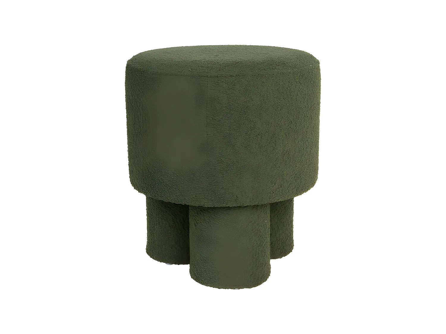 Marcos - Tabouret rond en tissu bouclette ø40cm - Vert kaki