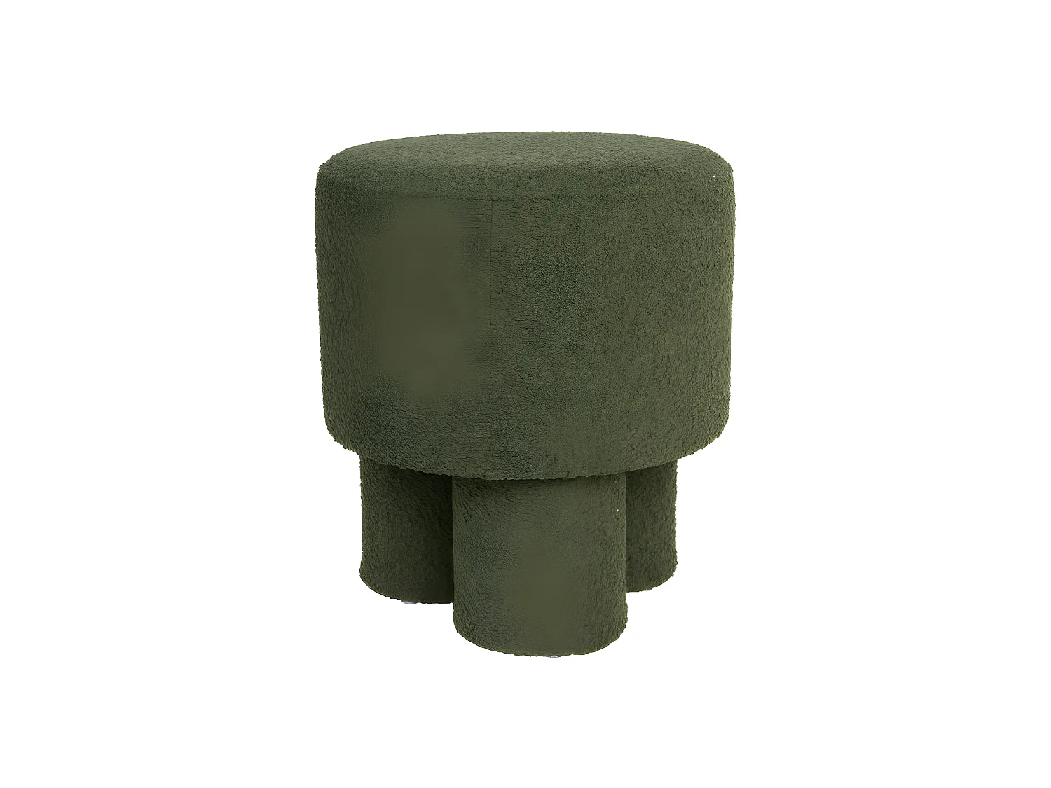 Marcos - Tabouret rond en tissu bouclette ø40cm - Vert kaki