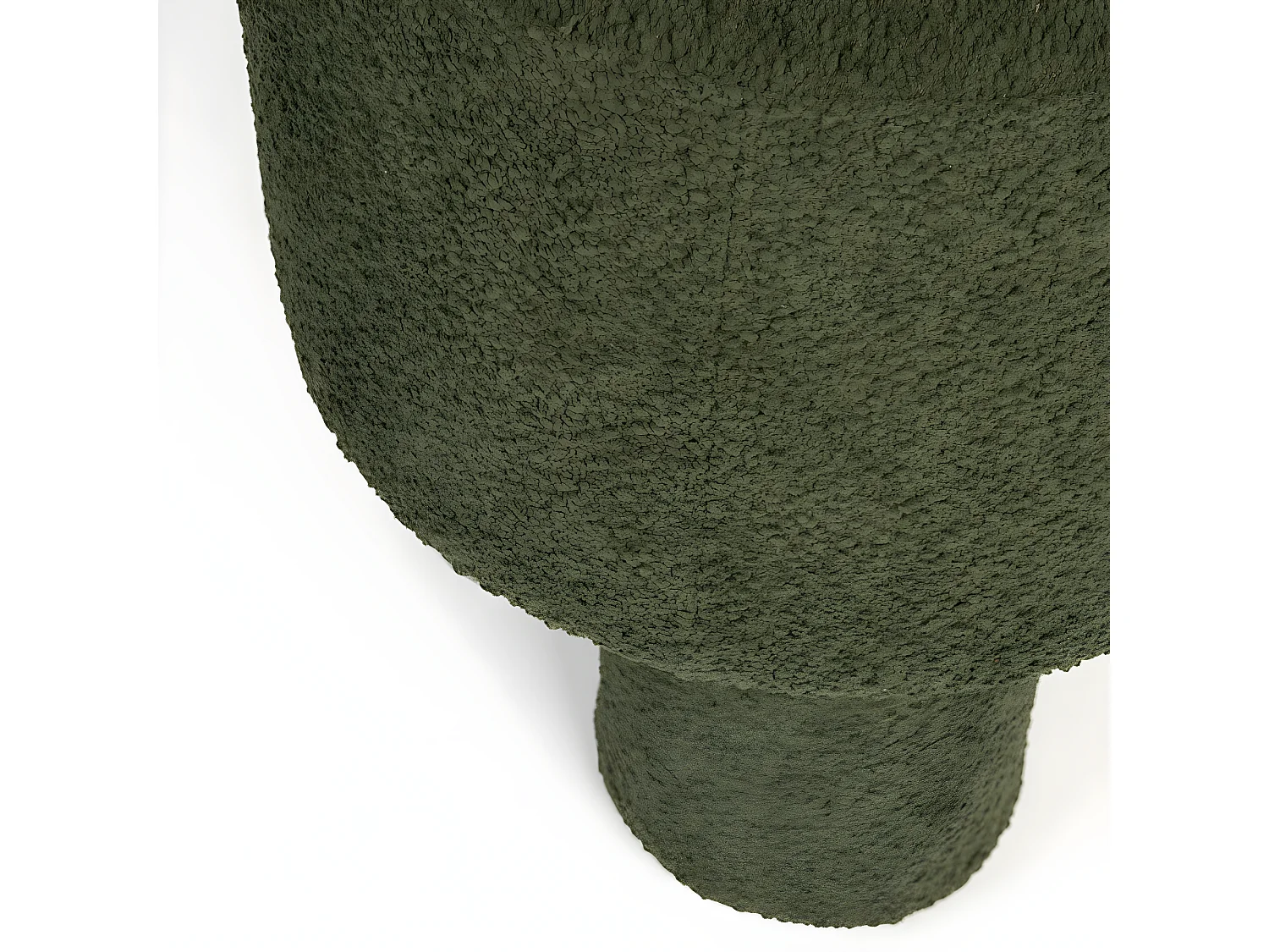 Marcos - Tabouret rond en tissu bouclette ø40cm - Vert kaki