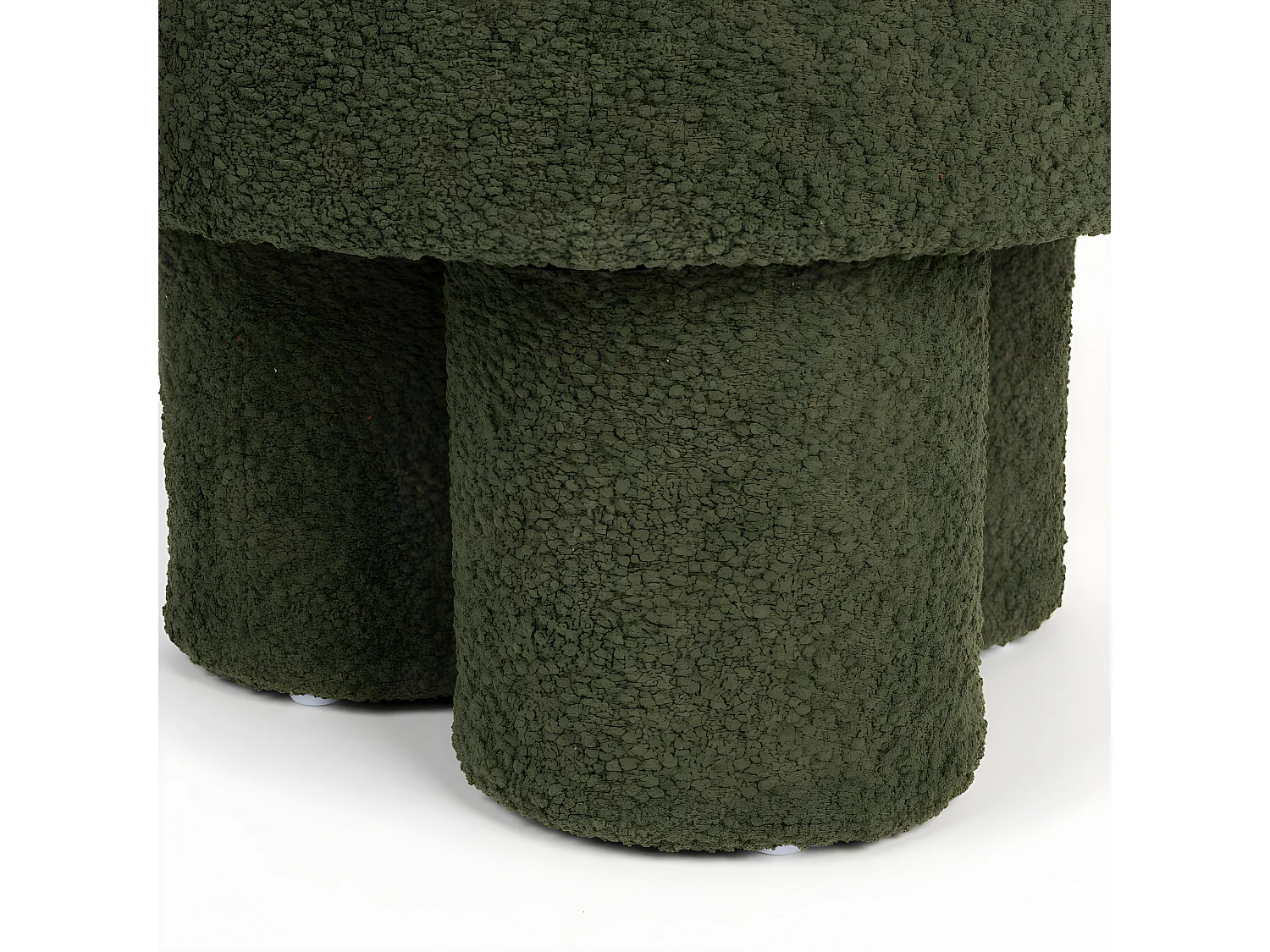 Marcos - Tabouret rond en tissu bouclette ø40cm - Vert kaki