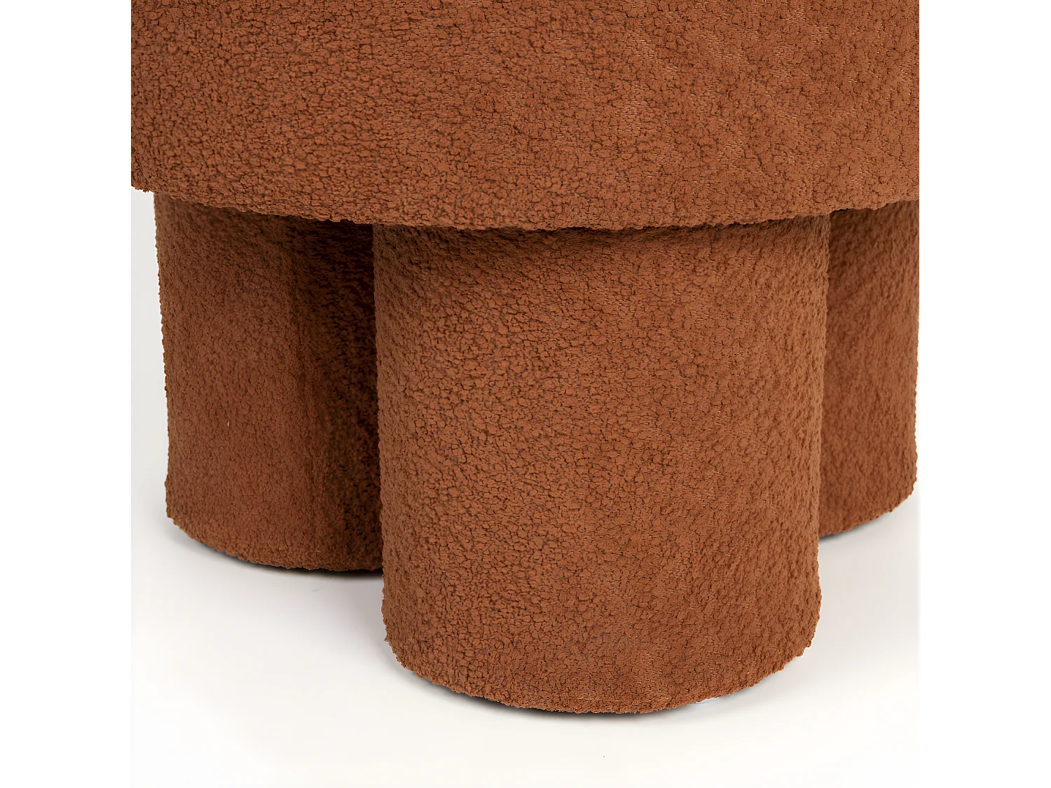 Marcos - Tabouret rond en tissu bouclette ø40cm - Rouille