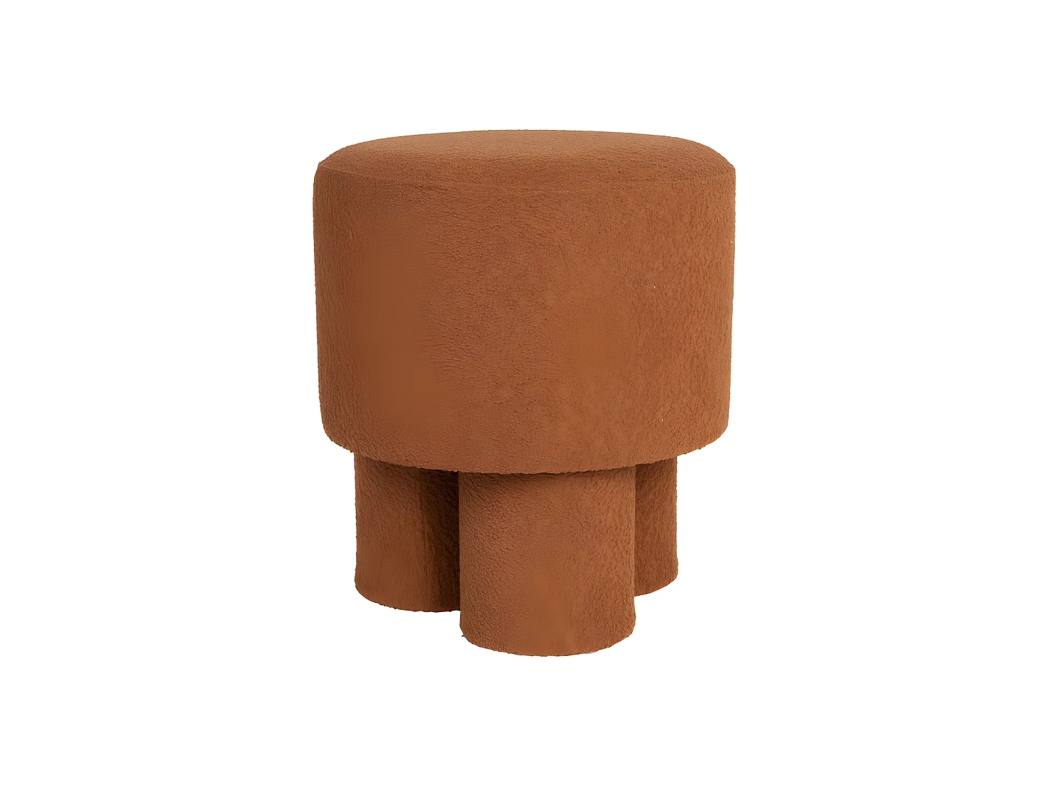 Marcos - Tabouret rond en tissu bouclette ø40cm - Rouille