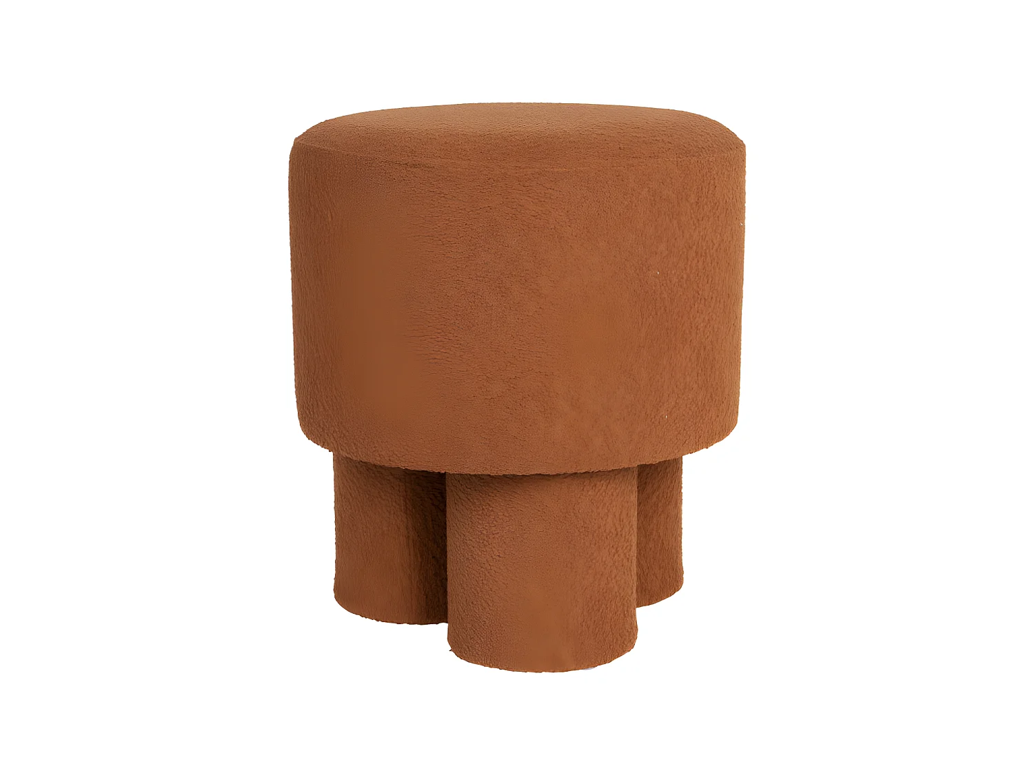 Marcos - Tabouret rond en tissu bouclette ø40cm - Rouille