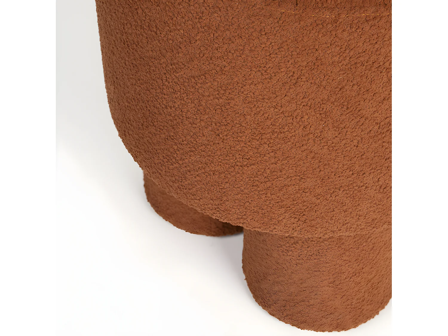 Marcos - Tabouret rond en tissu bouclette ø40cm - Rouille