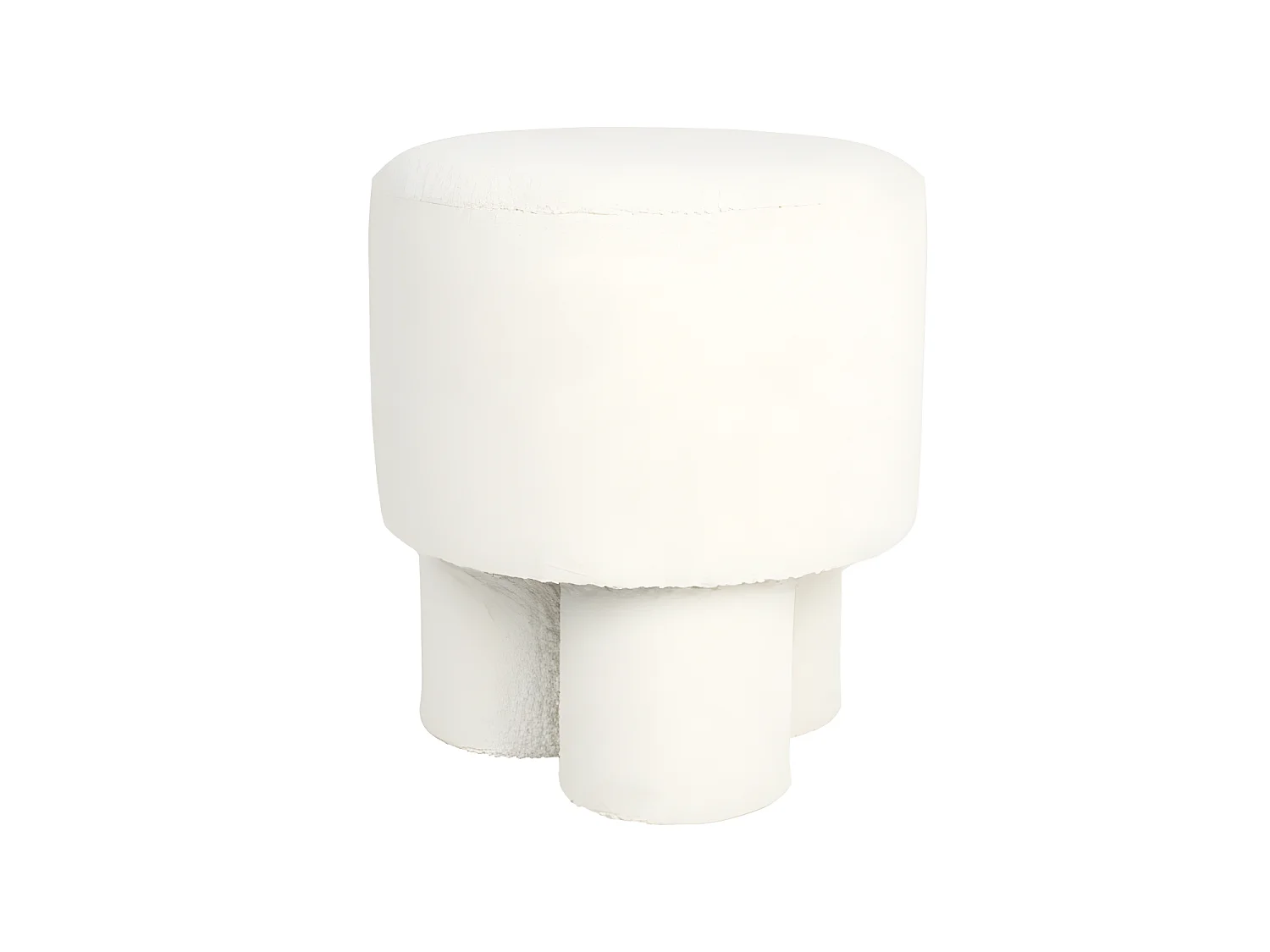 Marcos - Tabouret rond en tissu bouclette ø40cm - Blanc