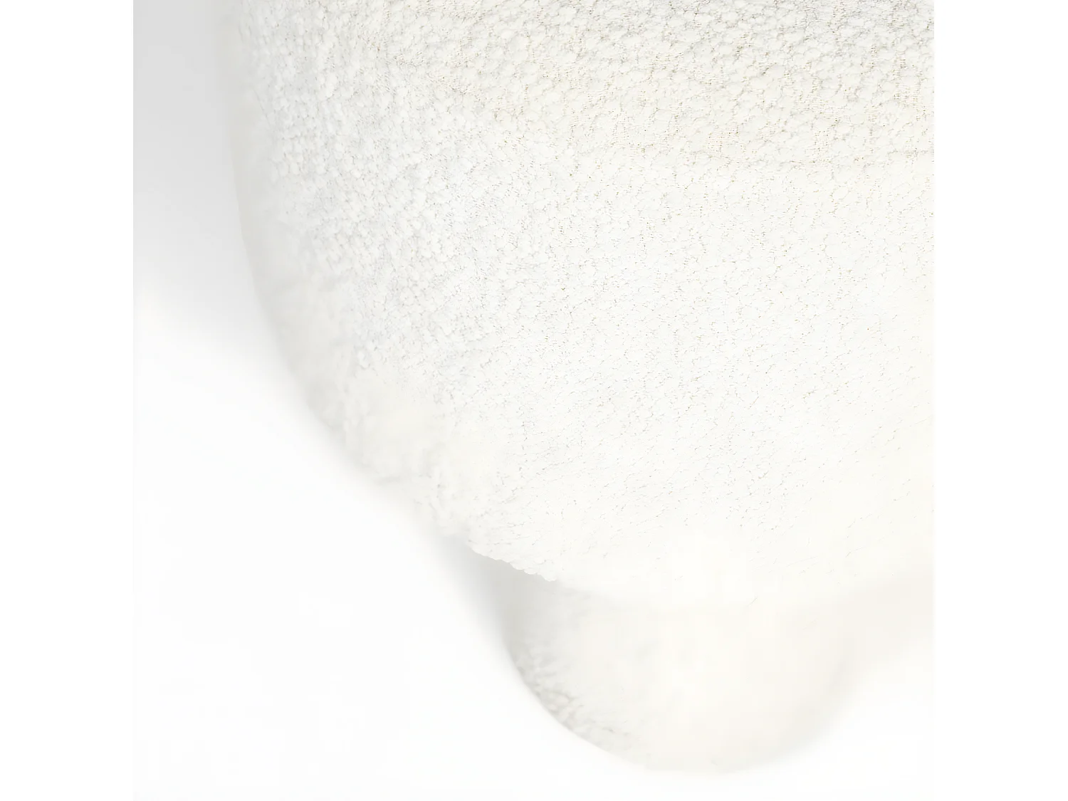 Marcos - Tabouret rond en tissu bouclette ø40cm - Blanc