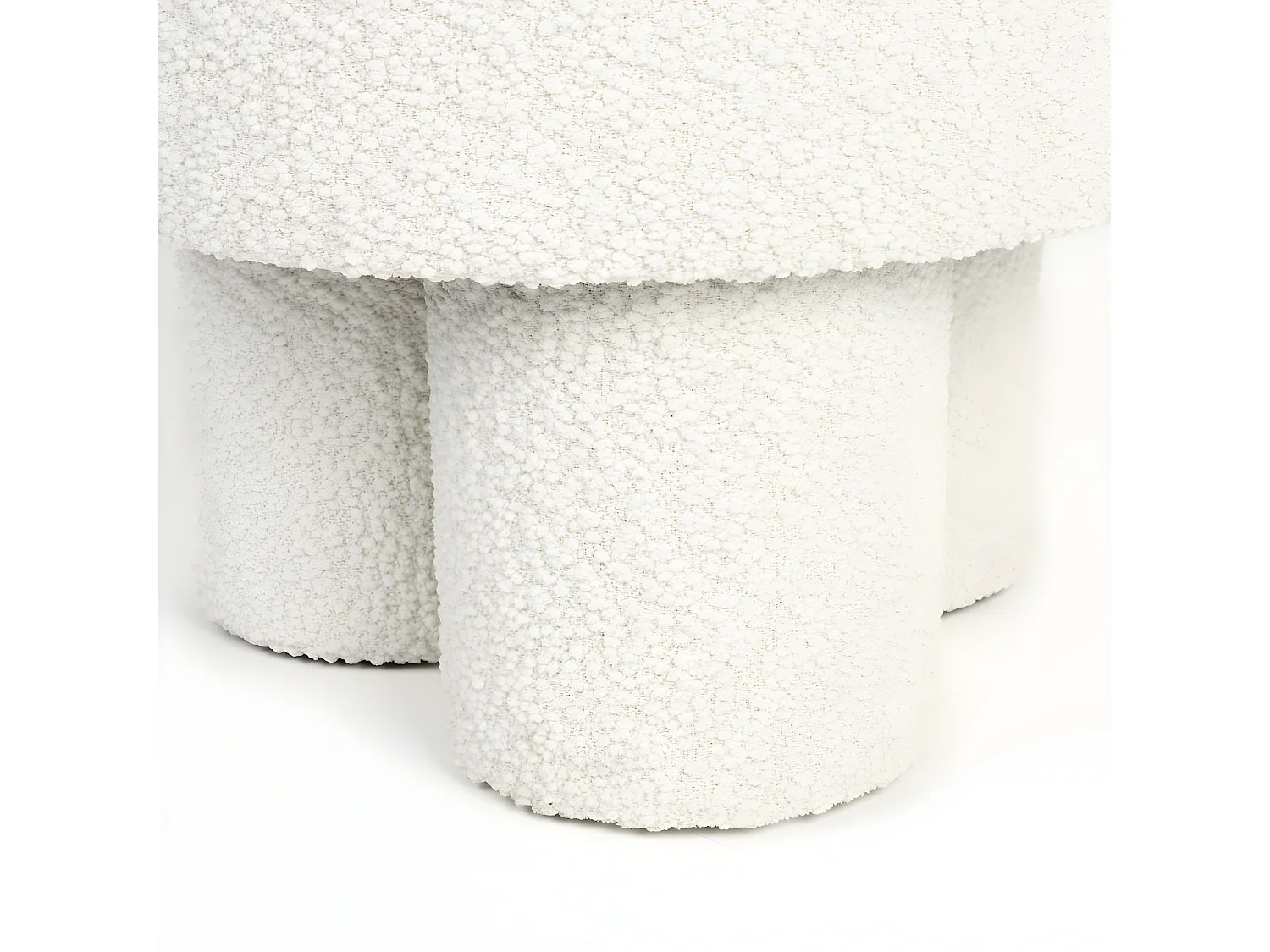 Marcos - Tabouret rond en tissu bouclette ø40cm - Blanc