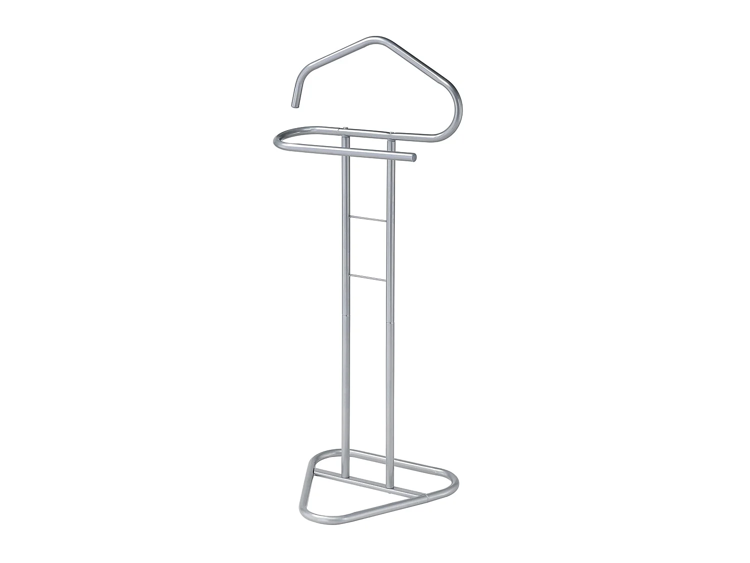 Valet de chambre valet de nuit CAMILO chevalet de nuit avec cintre pour veste et portant pour pantalons, en métal laqué gris clair