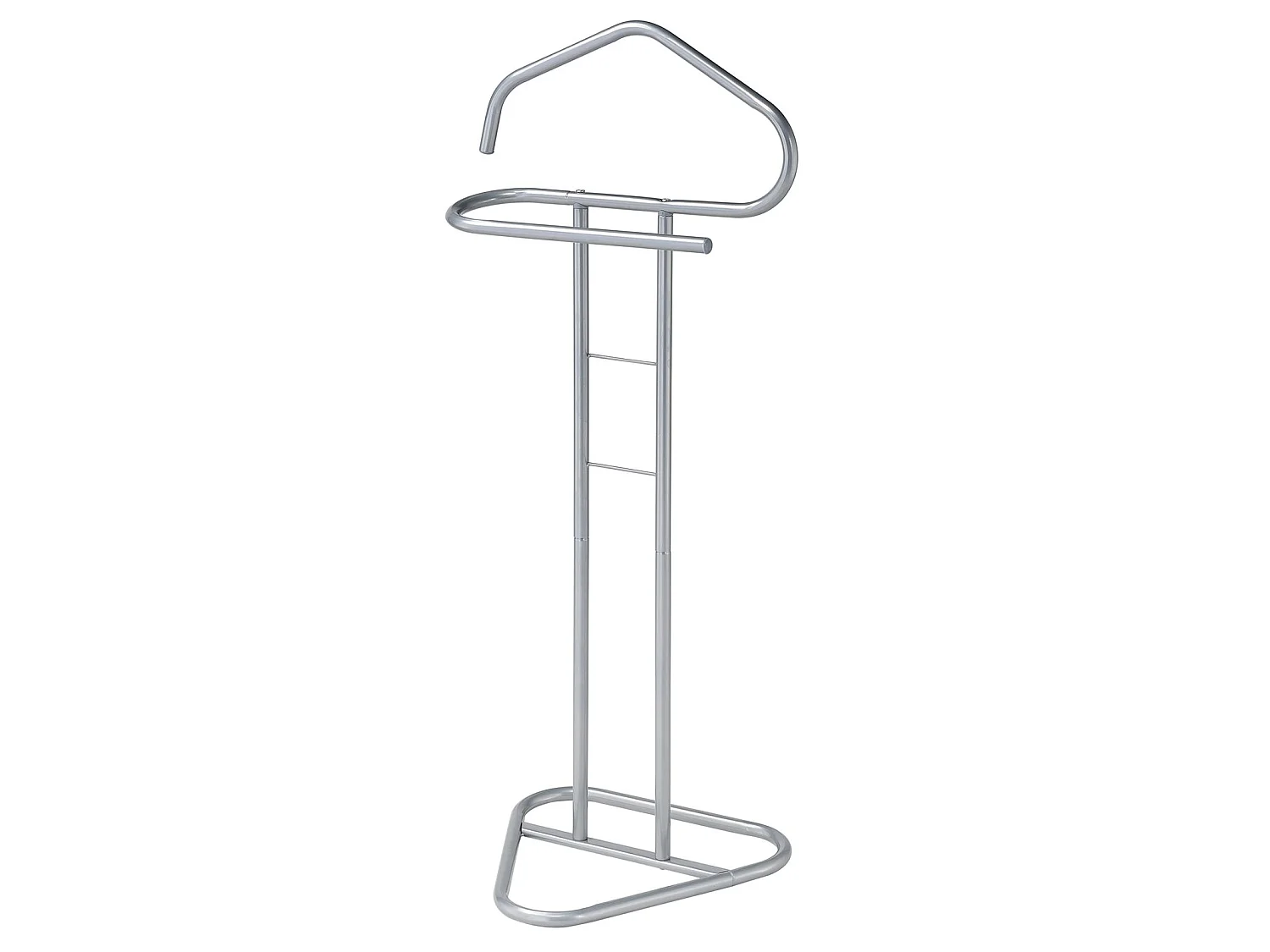 Valet de chambre valet de nuit CAMILO chevalet de nuit avec cintre pour veste et portant pour pantalons, en métal laqué gris clair