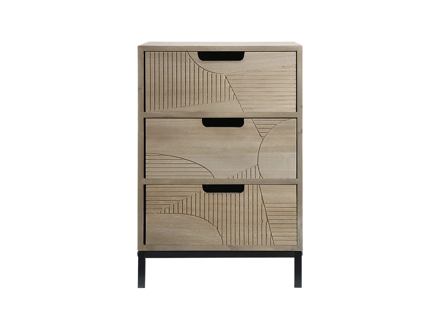 Table de Chevet de Style Scandinave avec 3 Tiroirs en Bois Compact