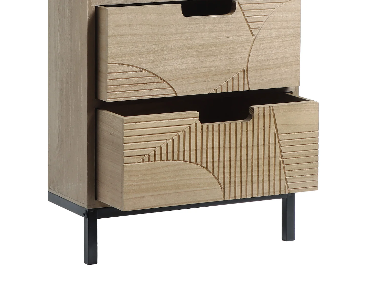 Table de Chevet de Style Scandinave avec 3 Tiroirs en Bois Compact