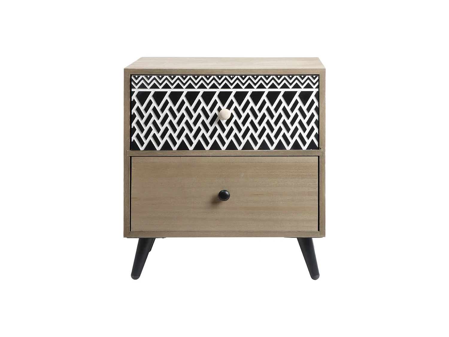 Petite Table de Chevet avec 2 Tiroirs en Bois et en Métal Gain de Place