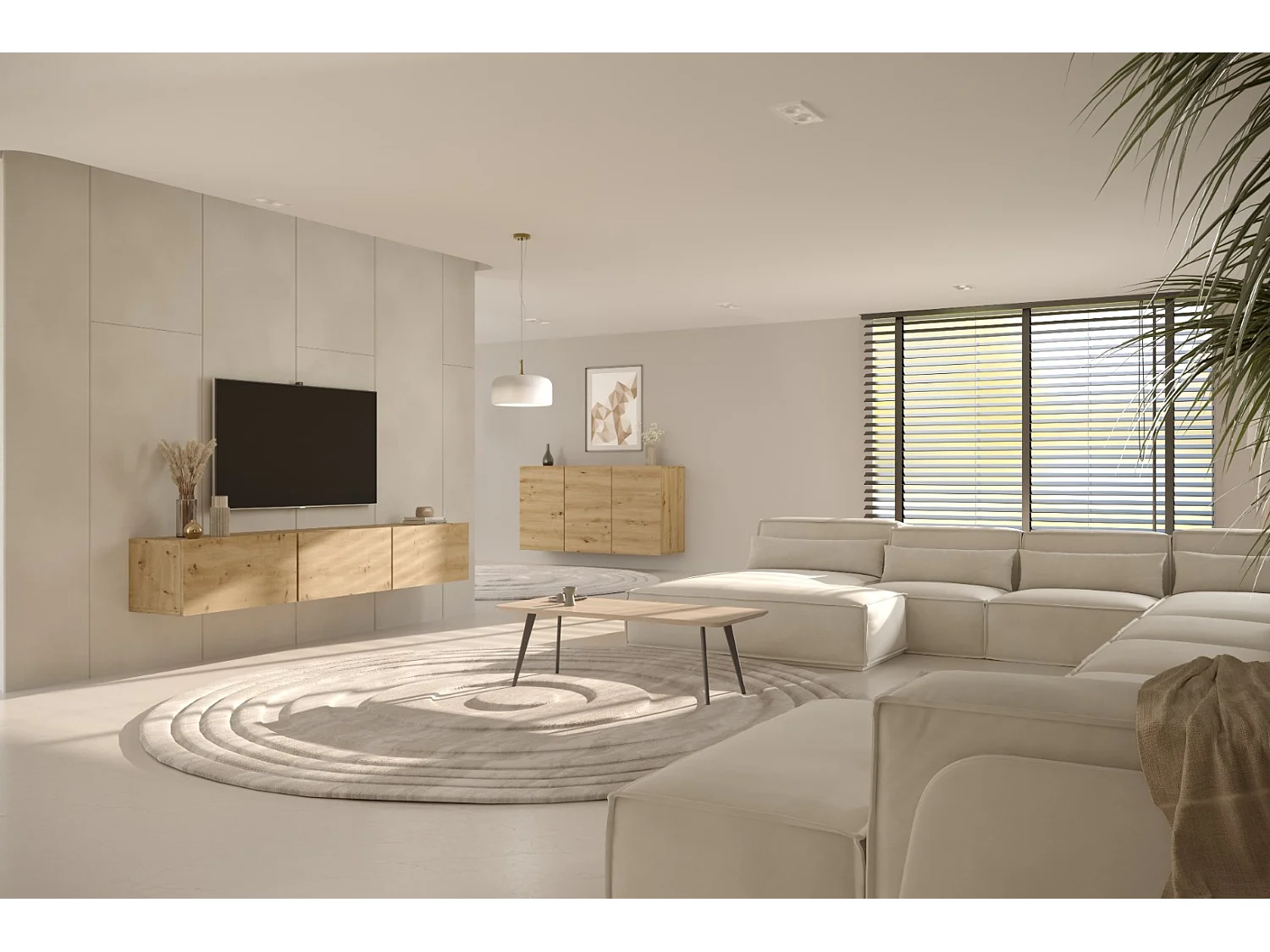 Buffet mural 3 portes Idao Bois clair