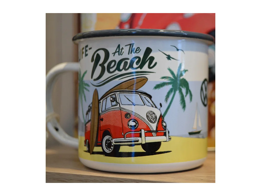 Mug publicitaire en métal émaillé 360 ml Van VW- Beach