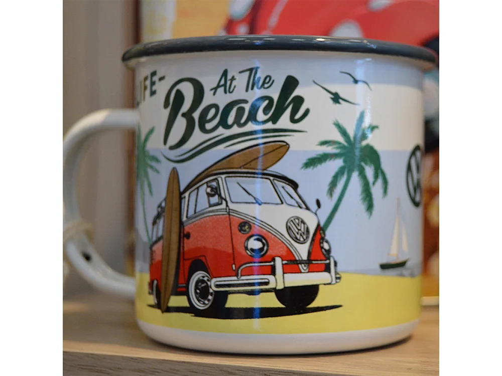 Mug publicitaire en métal émaillé 360 ml Van VW- Beach