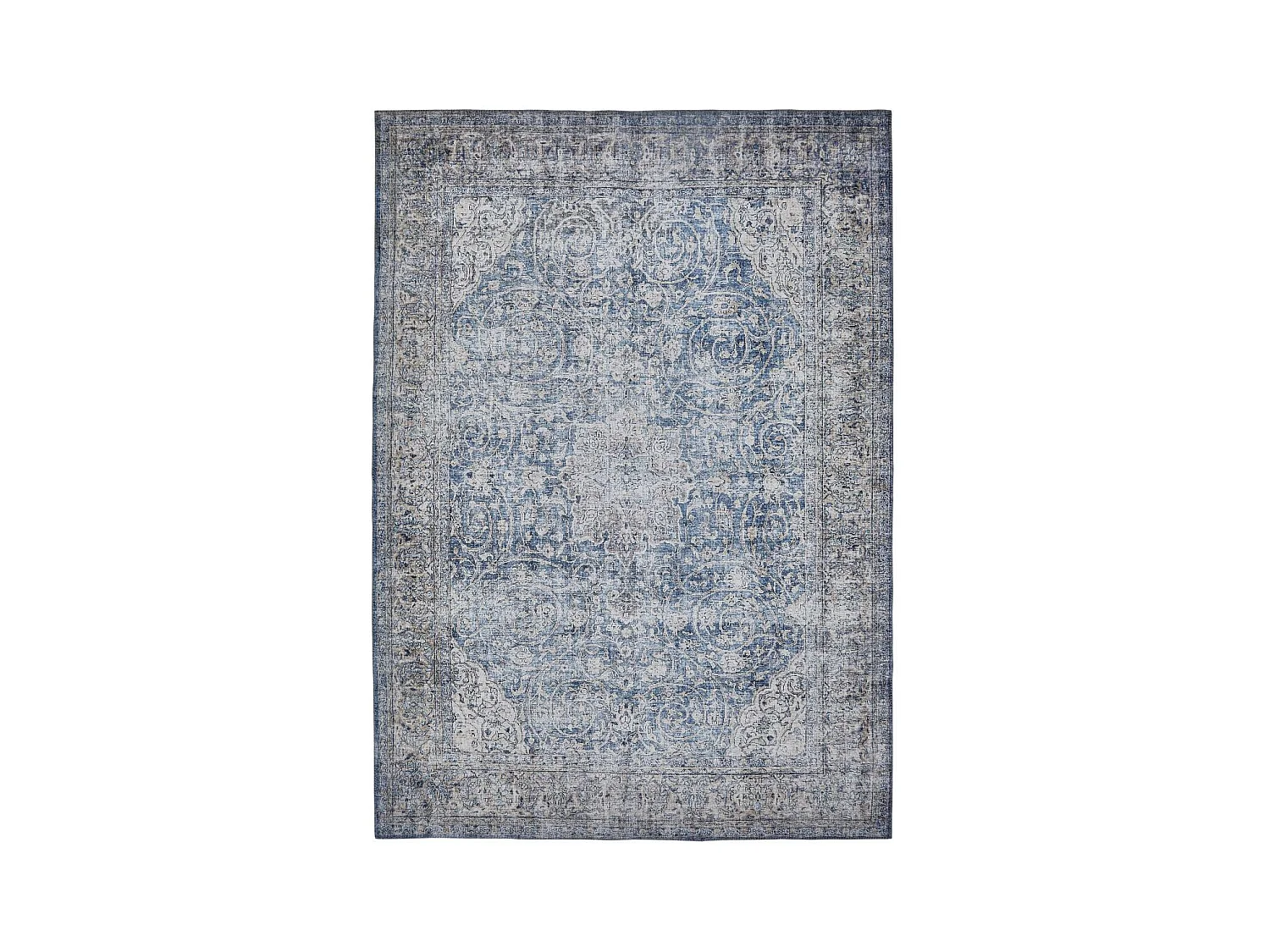 tapis chambre 120x170 tissé bleu rectangle LOMPTE