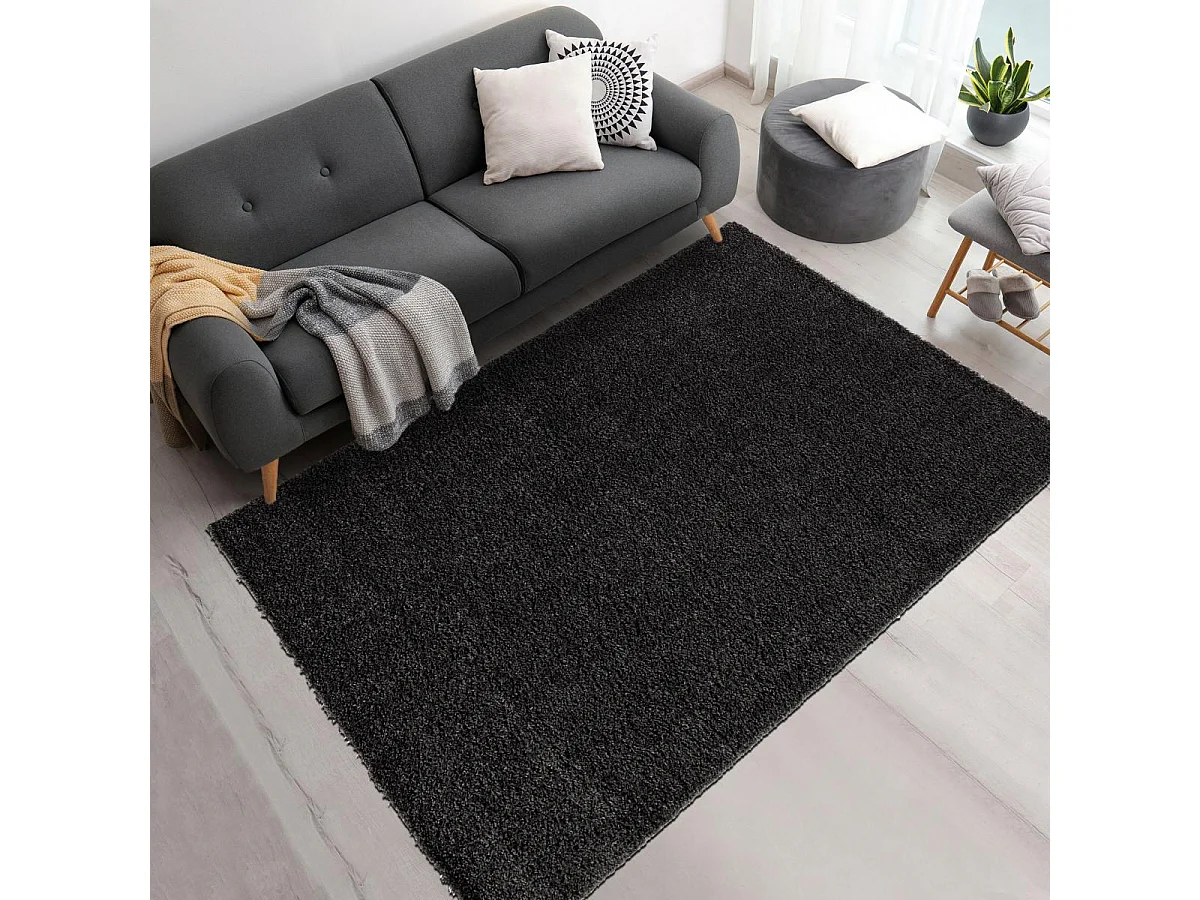 Tapis shaggy 200x290 rectangle tissé marron motif uni SPYGIP