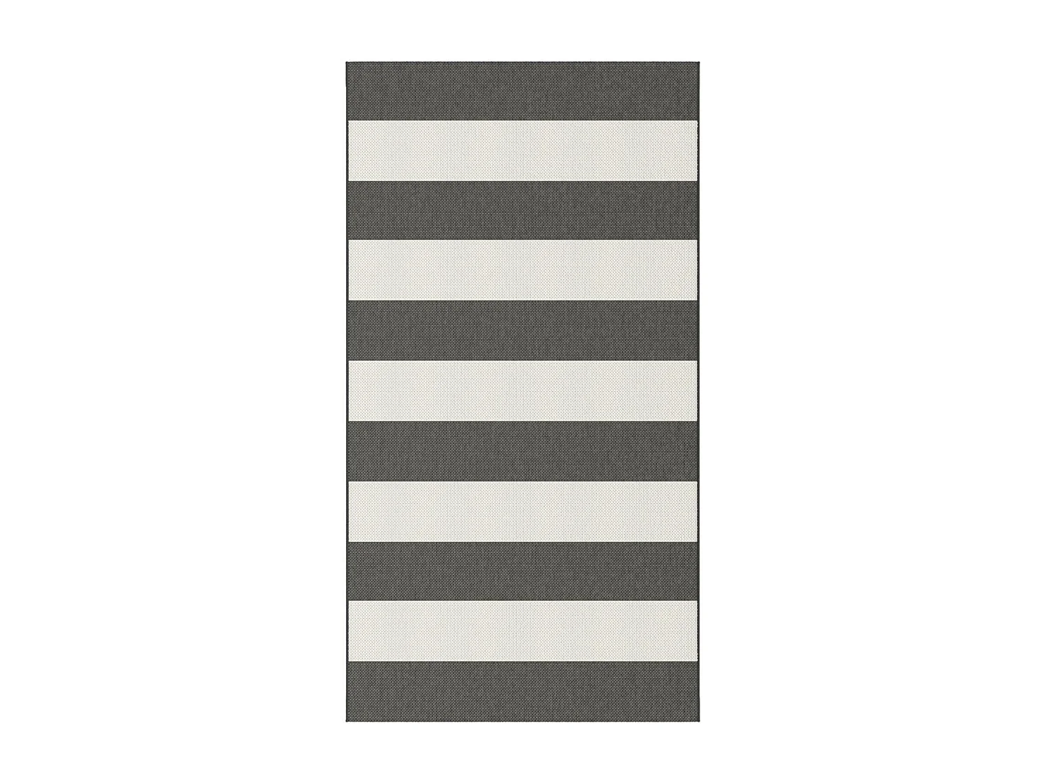 tapis chambre 80x200 tissé noir et crème rectangle motif faux uni NOKA