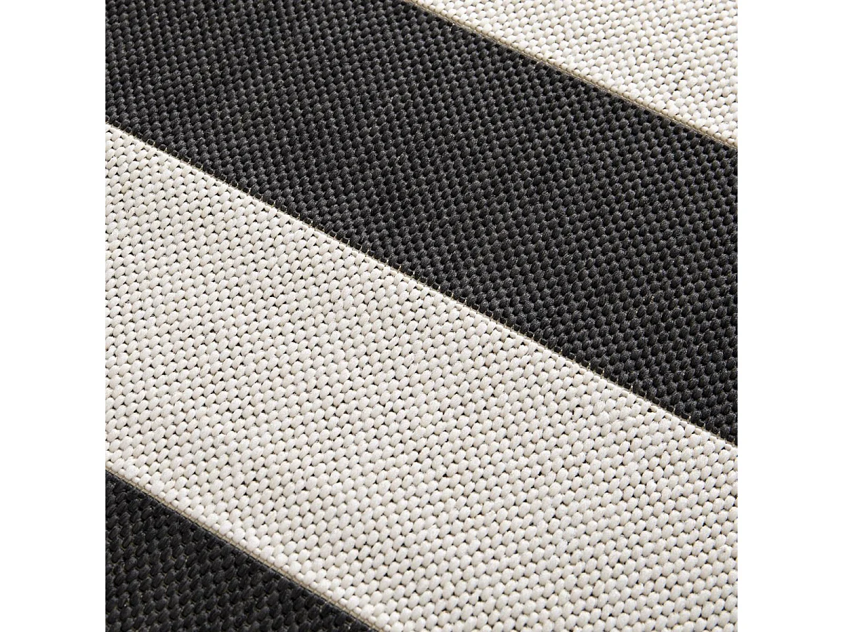 tapis chambre 80x200 tissé noir et crème rectangle motif faux uni NOKA