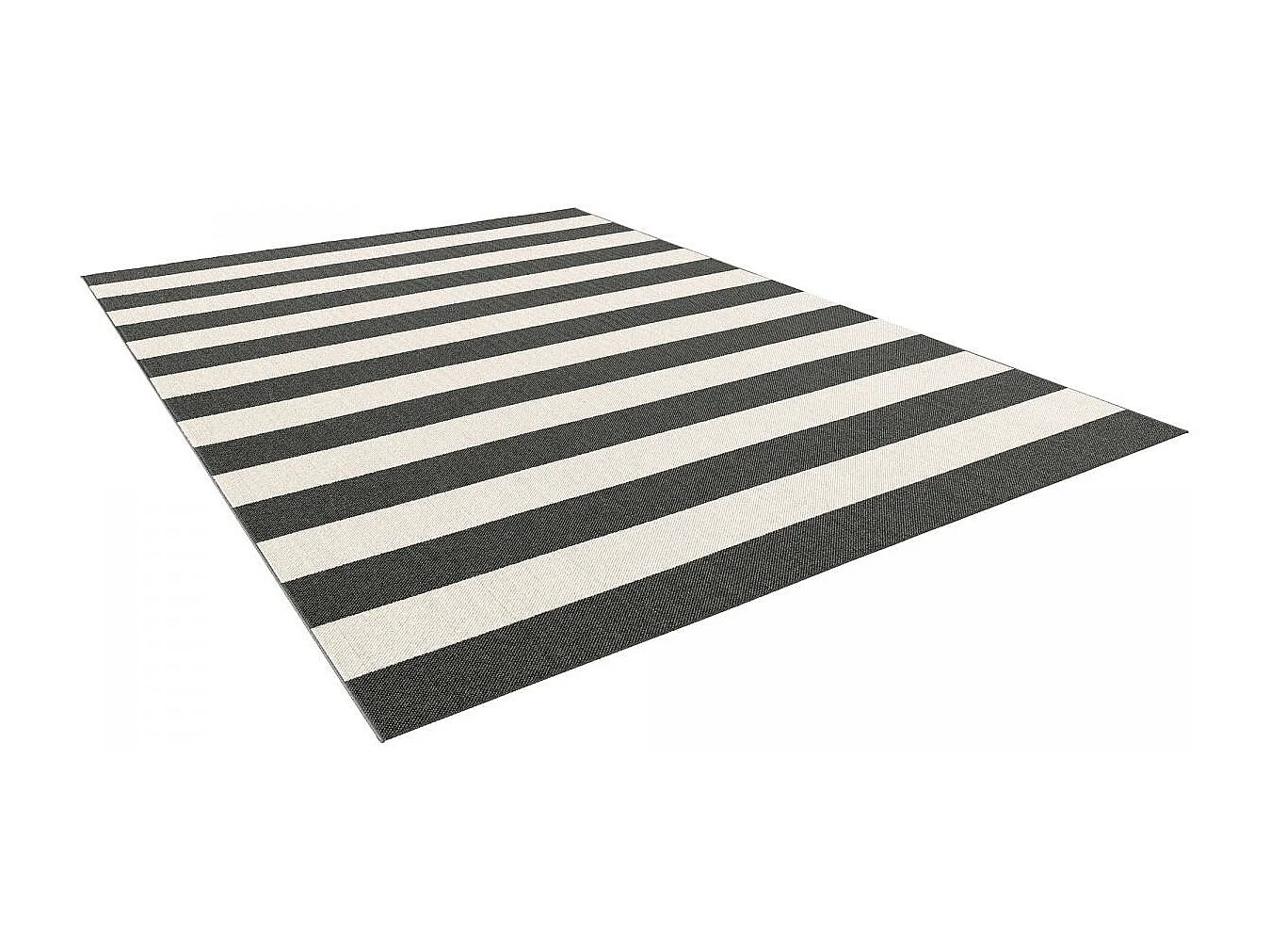 tapis chambre 80x200 tissé noir et crème rectangle motif faux uni NOKA