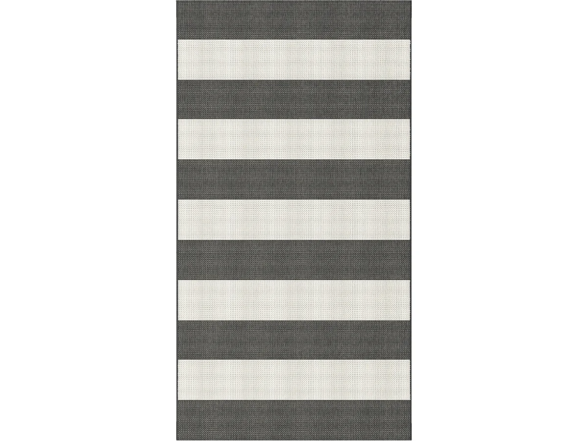 tapis chambre 80x200 tissé noir et crème rectangle motif faux uni NOKA