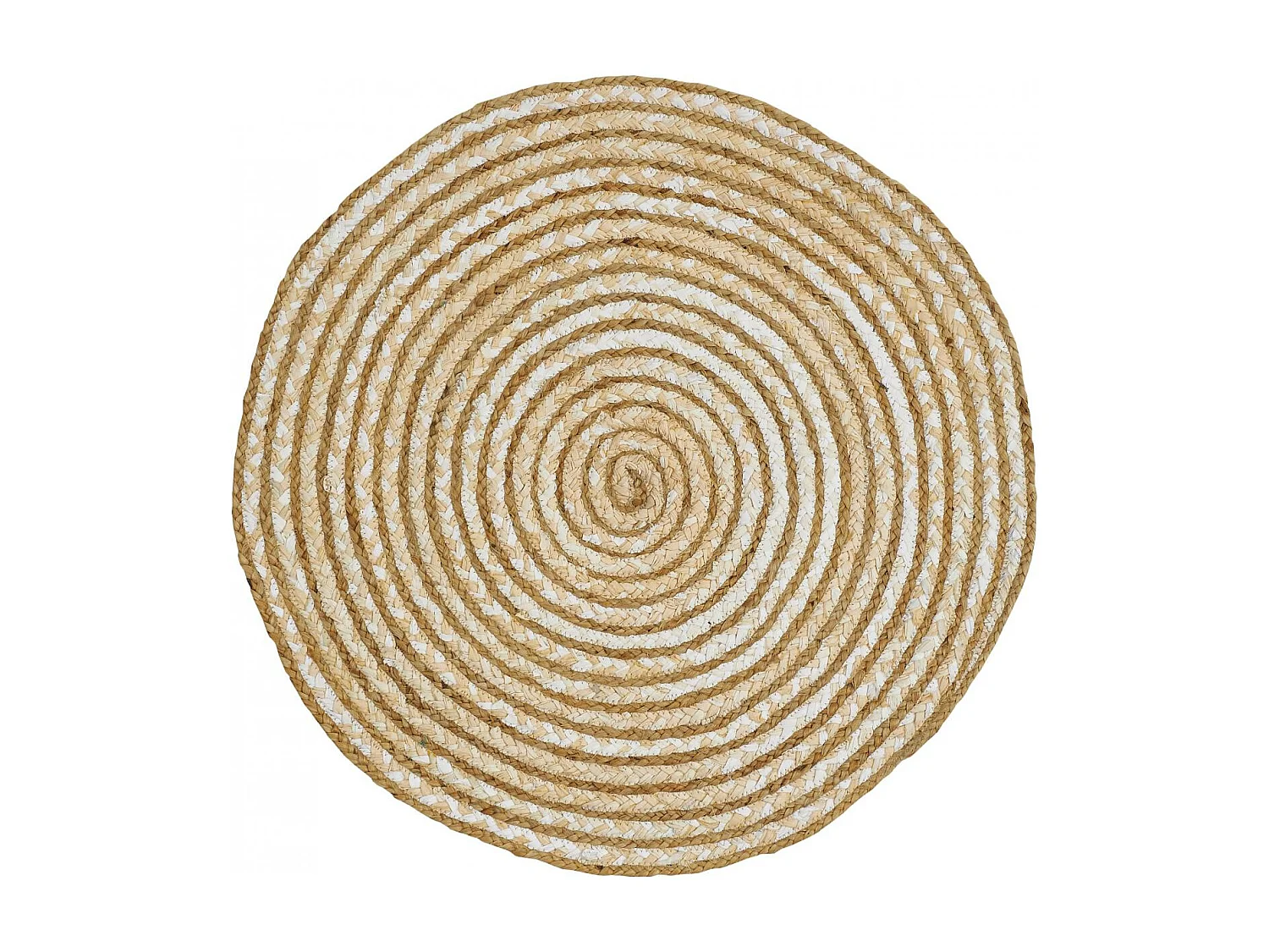 Tapis jute Ø80cm rond tissé blanc JUTE RUG