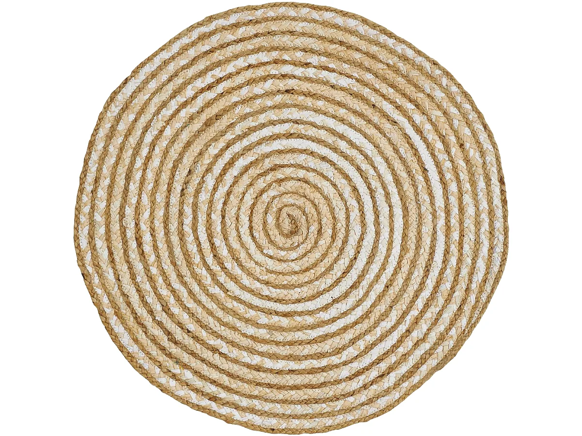 Tapis jute Ø80cm rond tissé blanc JUTE RUG