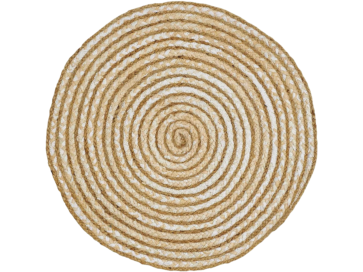 Tapis jute Ø80cm rond tissé blanc JUTE RUG