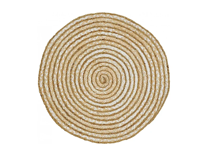 Tapis jute Ø80cm rond tissé blanc JUTE RUG