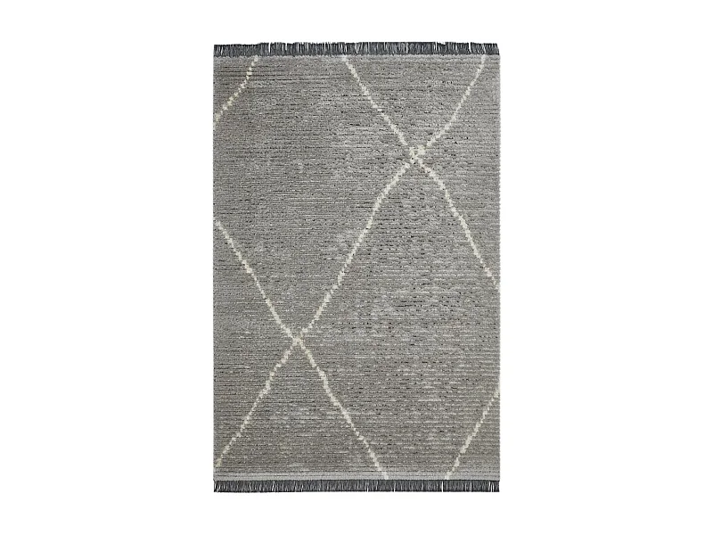 tapis chambre 120x170 tissé gris rectangle motif faux uni OVALADA