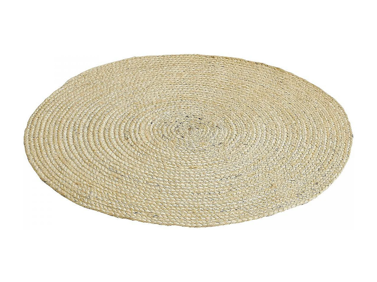 Tapis jute Ø120cm rond tissé beige AGO