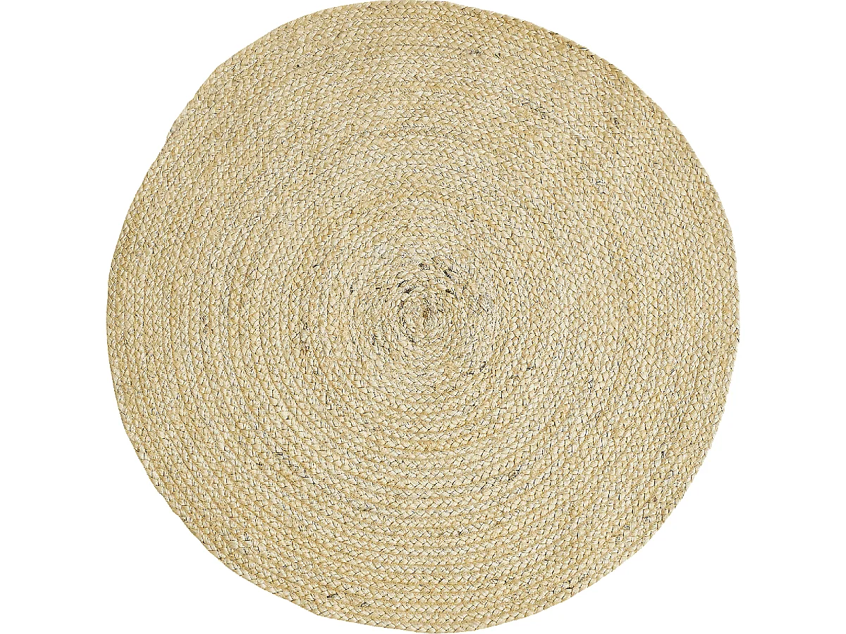 Tapis jute Ø120cm rond tissé beige AGO