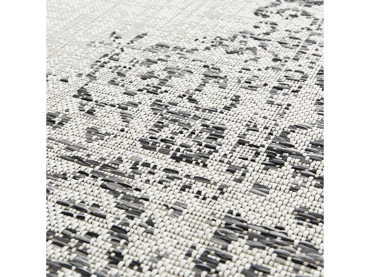 tapis entrée 80x150 tissé beige et noir rectangle motif oriental FODA 2