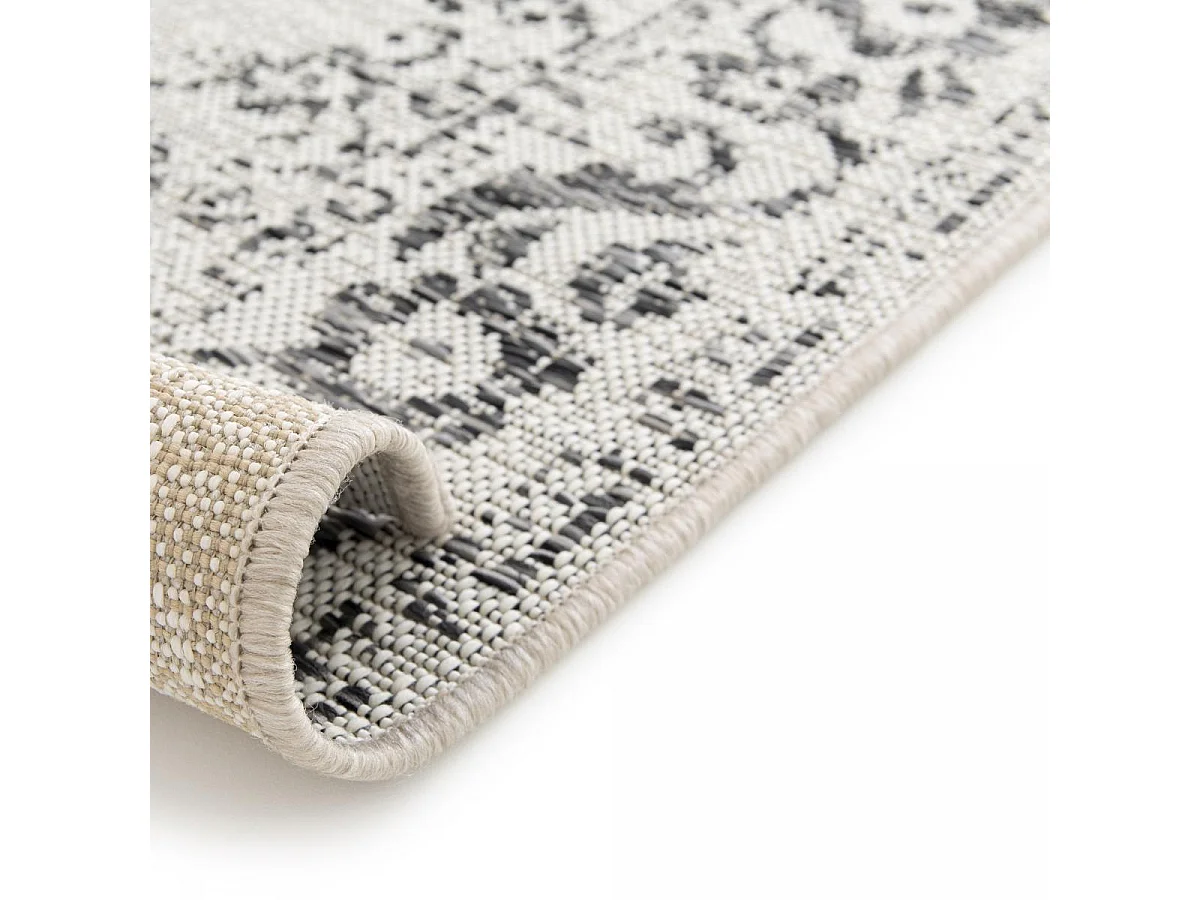 tapis entrée 80x150 tissé beige et noir rectangle motif oriental FODA 2