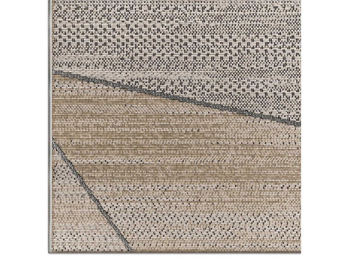 tapis salon 120x170 tissé beige et gris rectangle motif abstrait HIERE