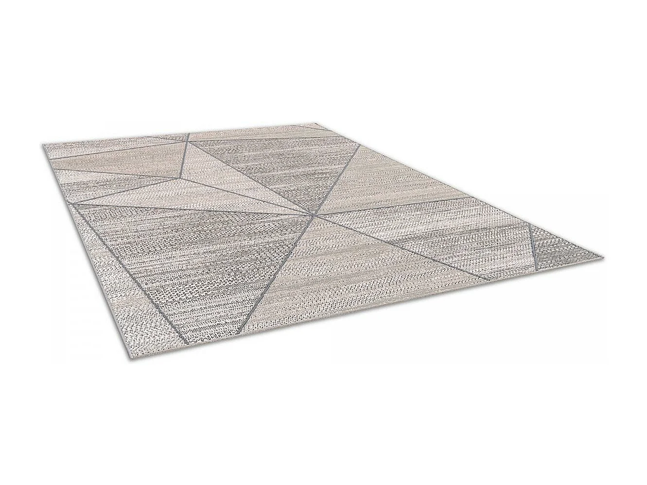 tapis salon 120x170 tissé beige et gris rectangle motif abstrait HIERE