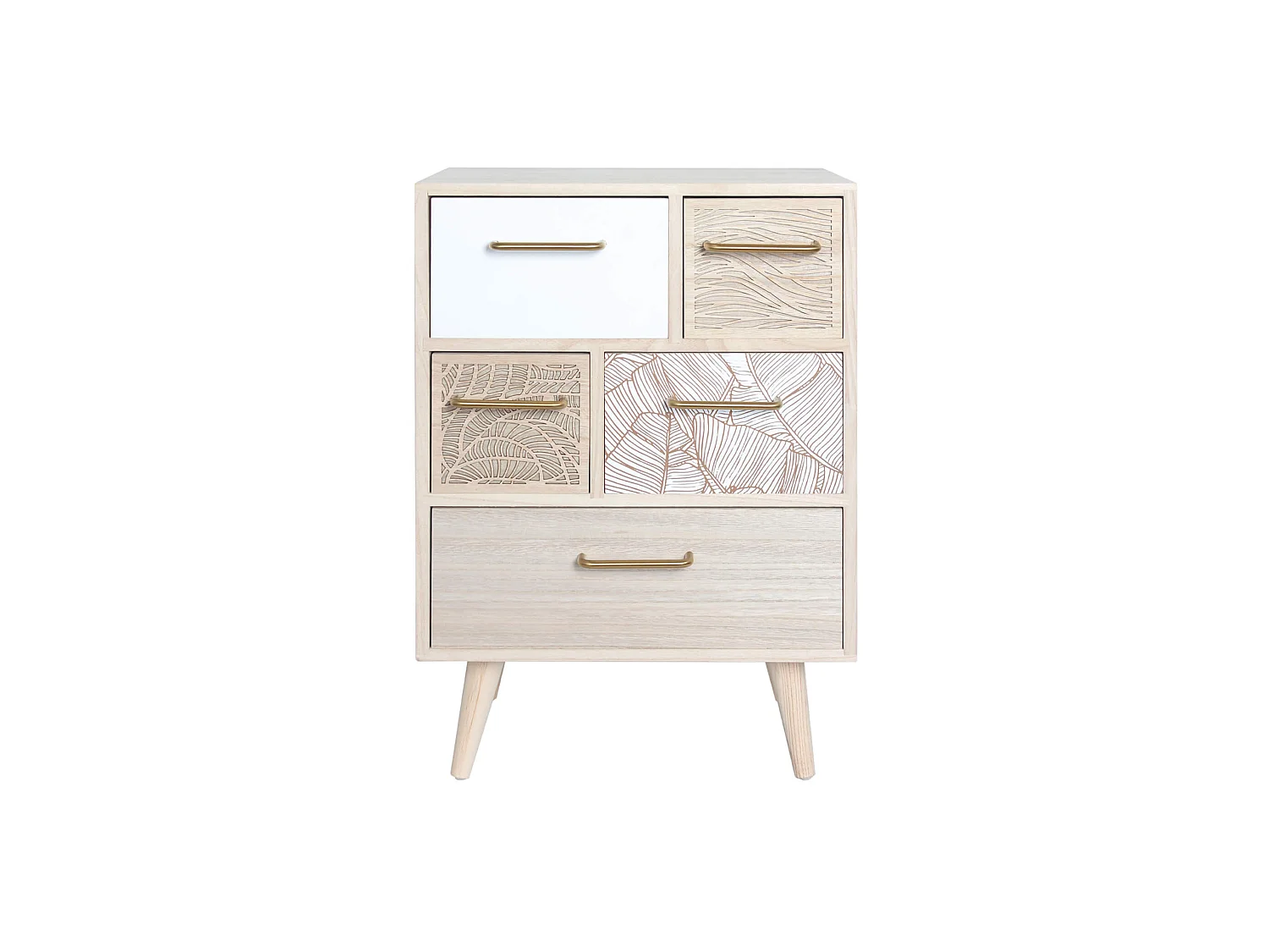 Meuble Commode Polyvalent en Bois Clair avec 5 Tiroirs