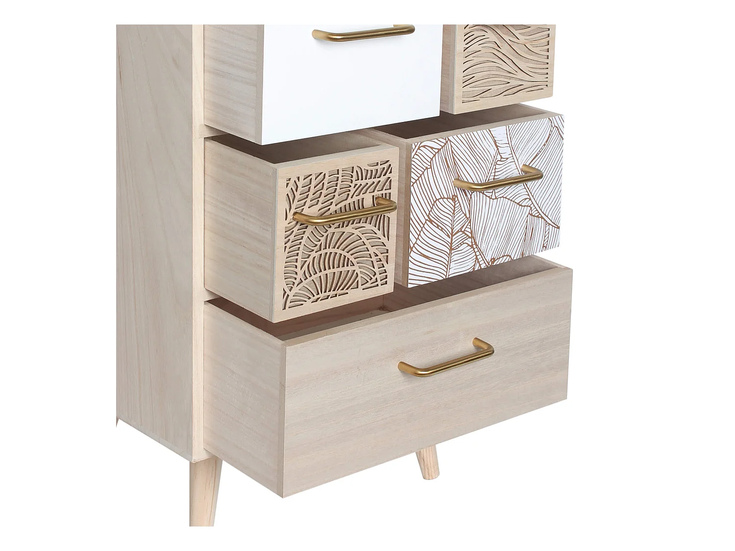 Meuble Commode Polyvalent en Bois Clair avec 5 Tiroirs