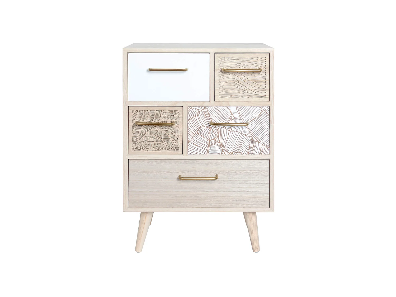 Meuble Commode Polyvalent en Bois Clair avec 5 Tiroirs