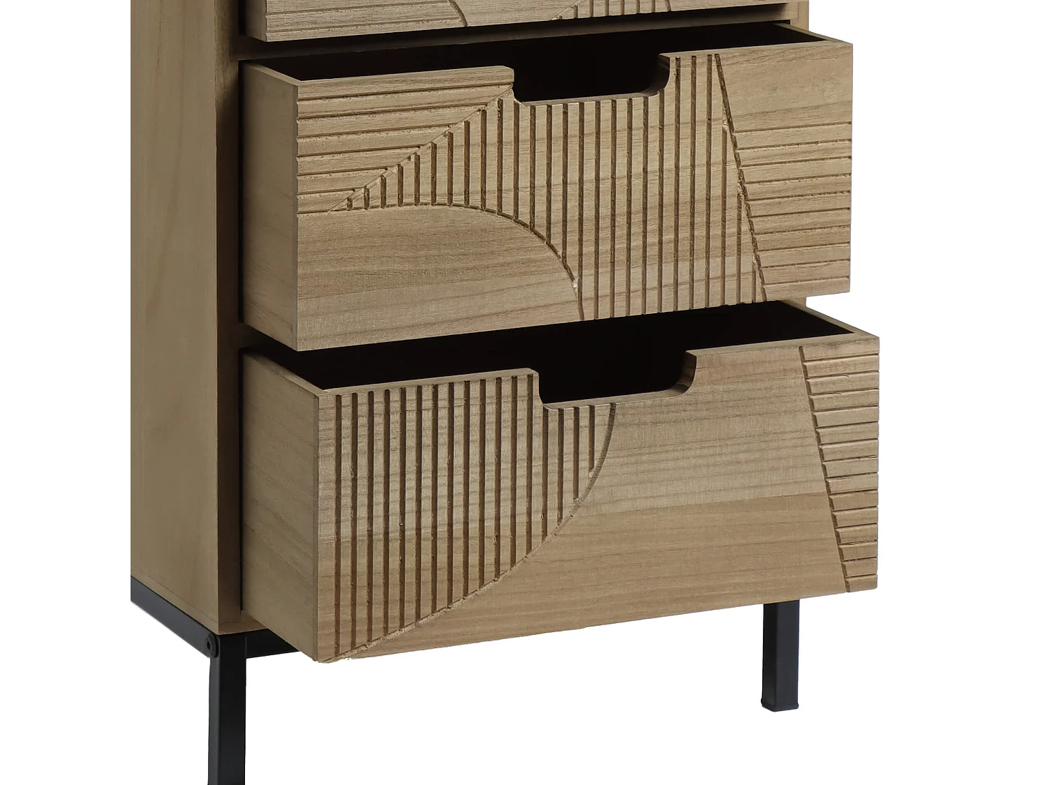 Commode Moderne avec 3 Tiroirs Sculpté Bois Métal