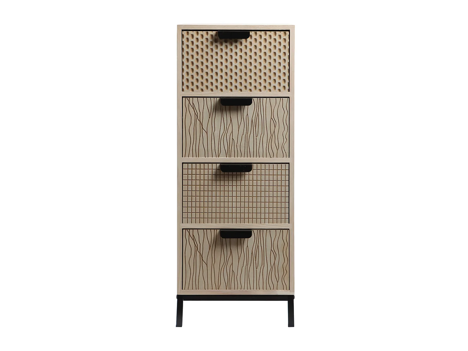 Commode avec 4 Tiroirs en Bois et Métal de Style Moderne