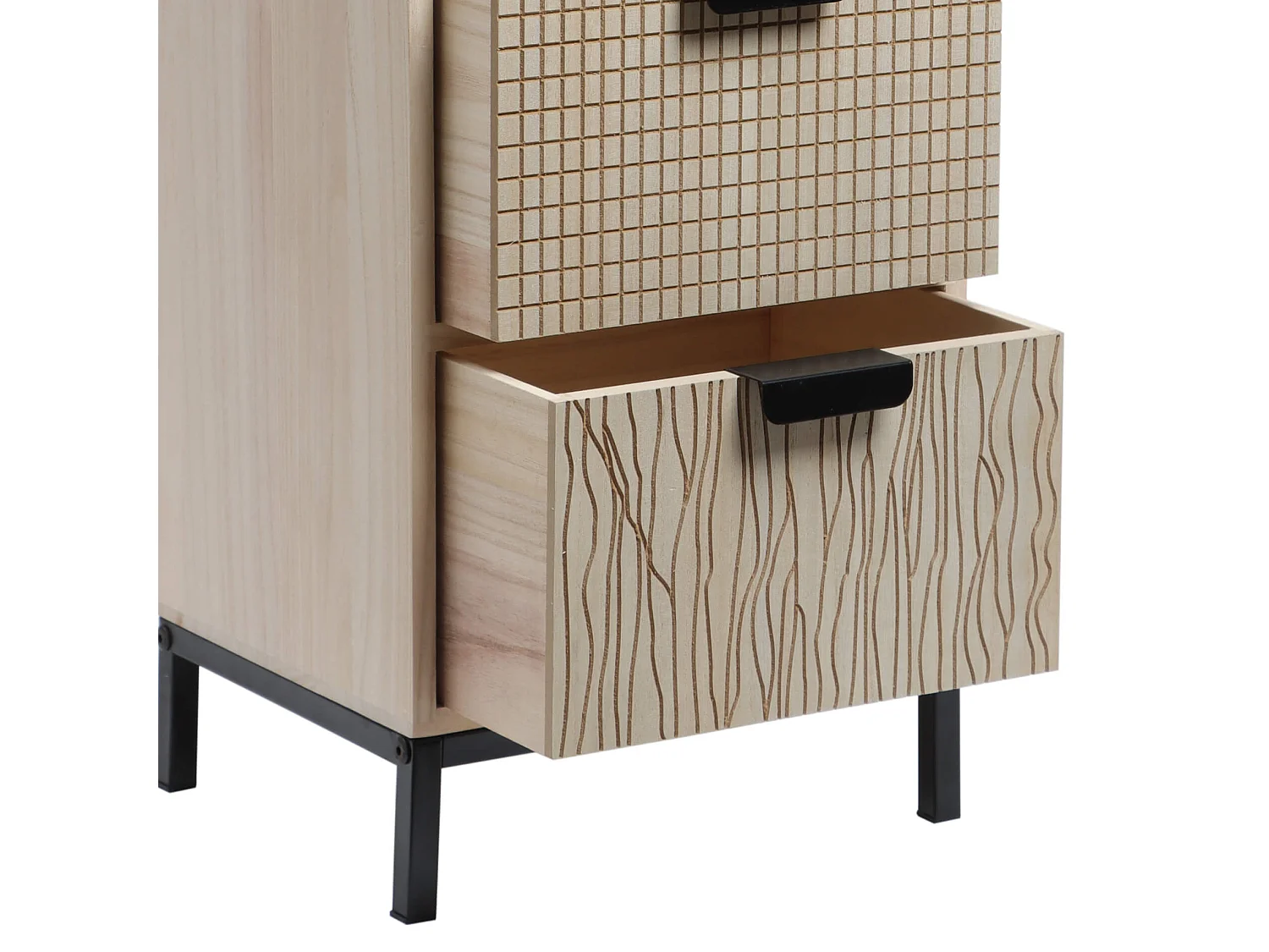 Commode avec 4 Tiroirs en Bois et Métal de Style Moderne