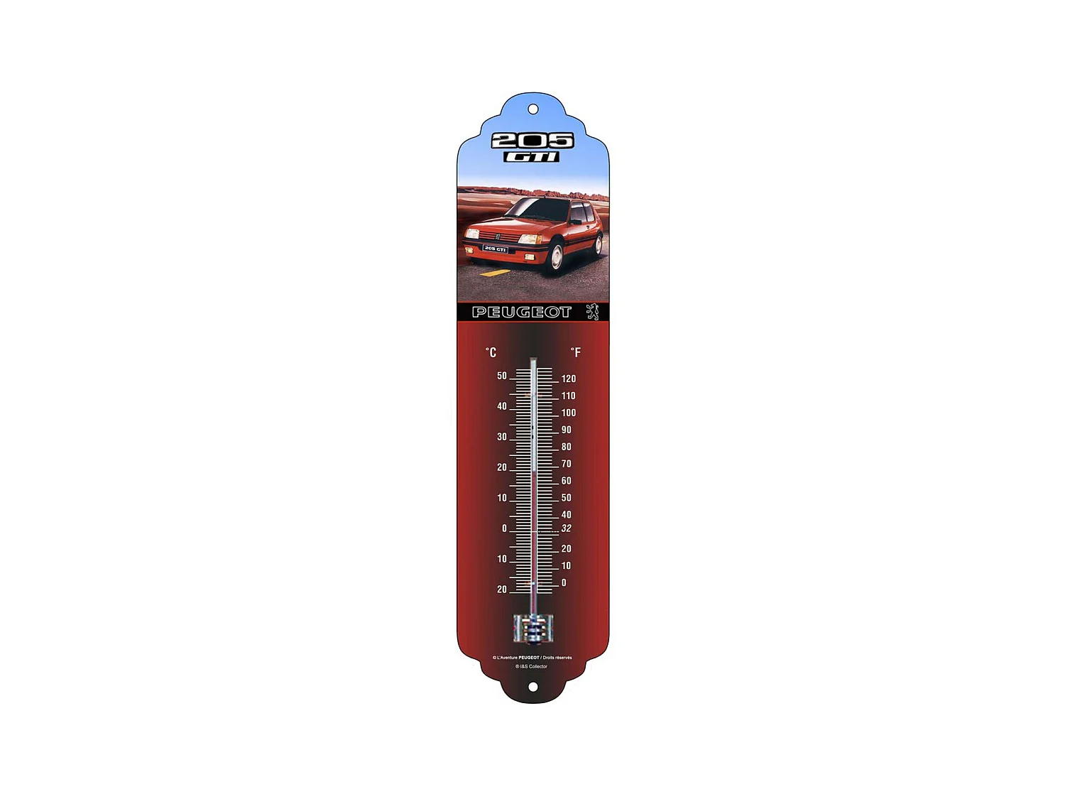 Thermomètre en métal Pub 28 x 6.5 cm Peugeot 205 GTI