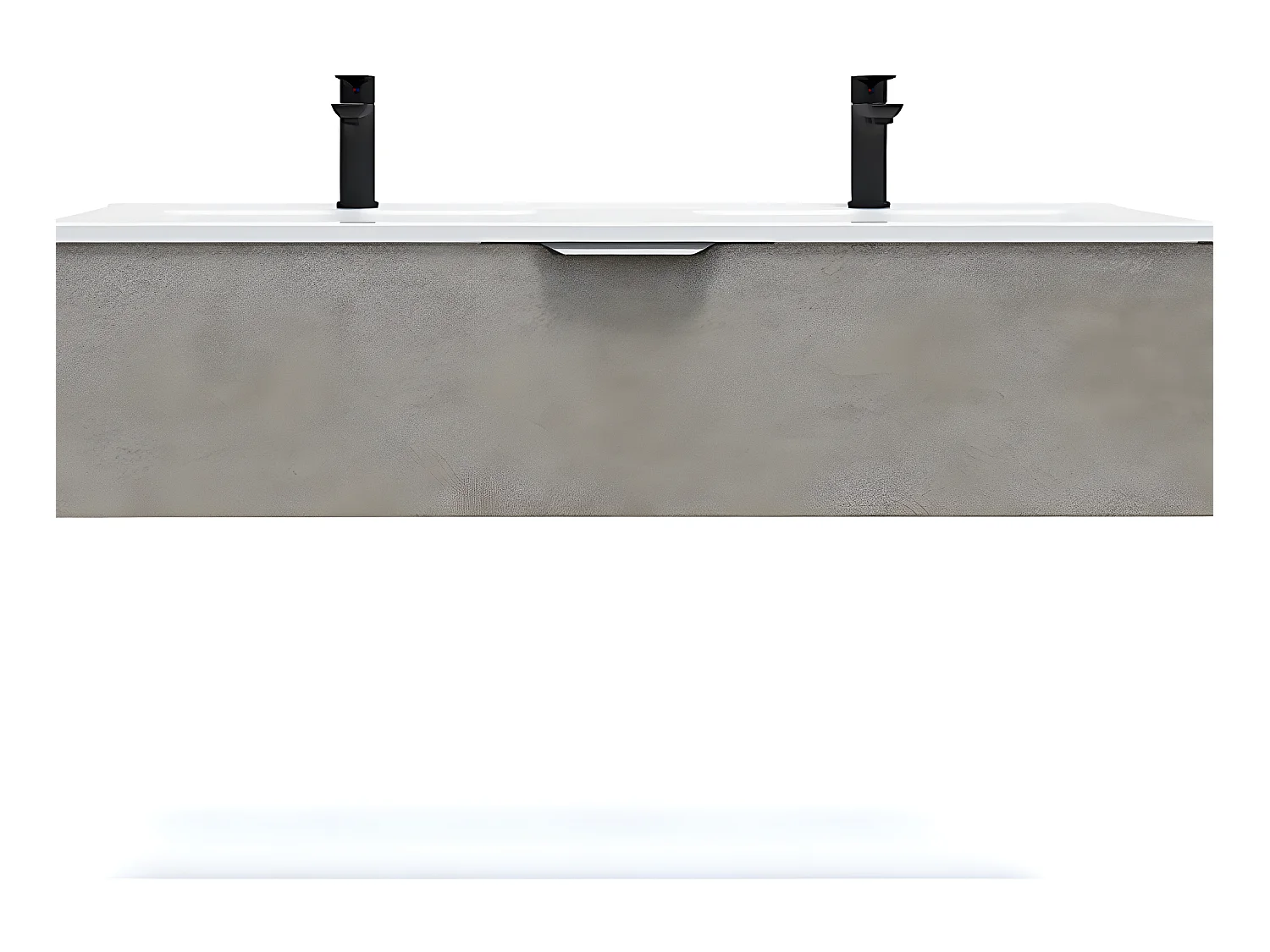 Meuble de salle de bain suspendu double vasque intégrée 120cm 1 tiroir façon Béton - Venice