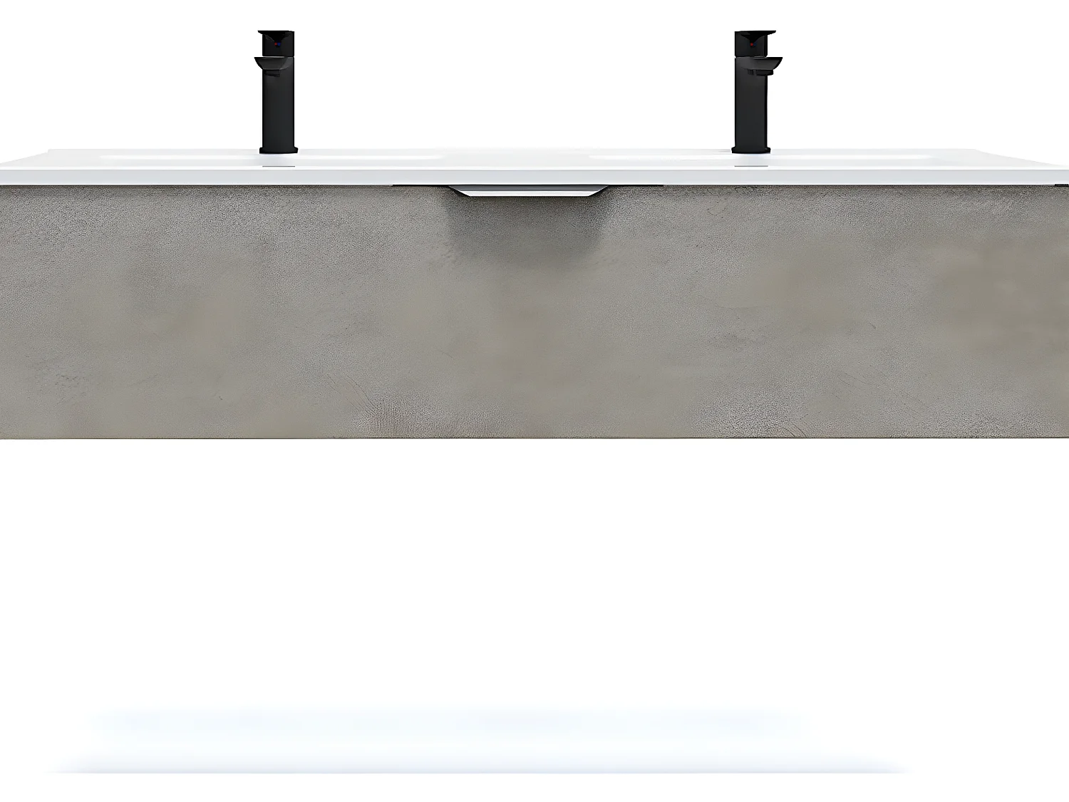 Meuble de salle de bain suspendu double vasque intégrée 120cm 1 tiroir façon Béton - Venice