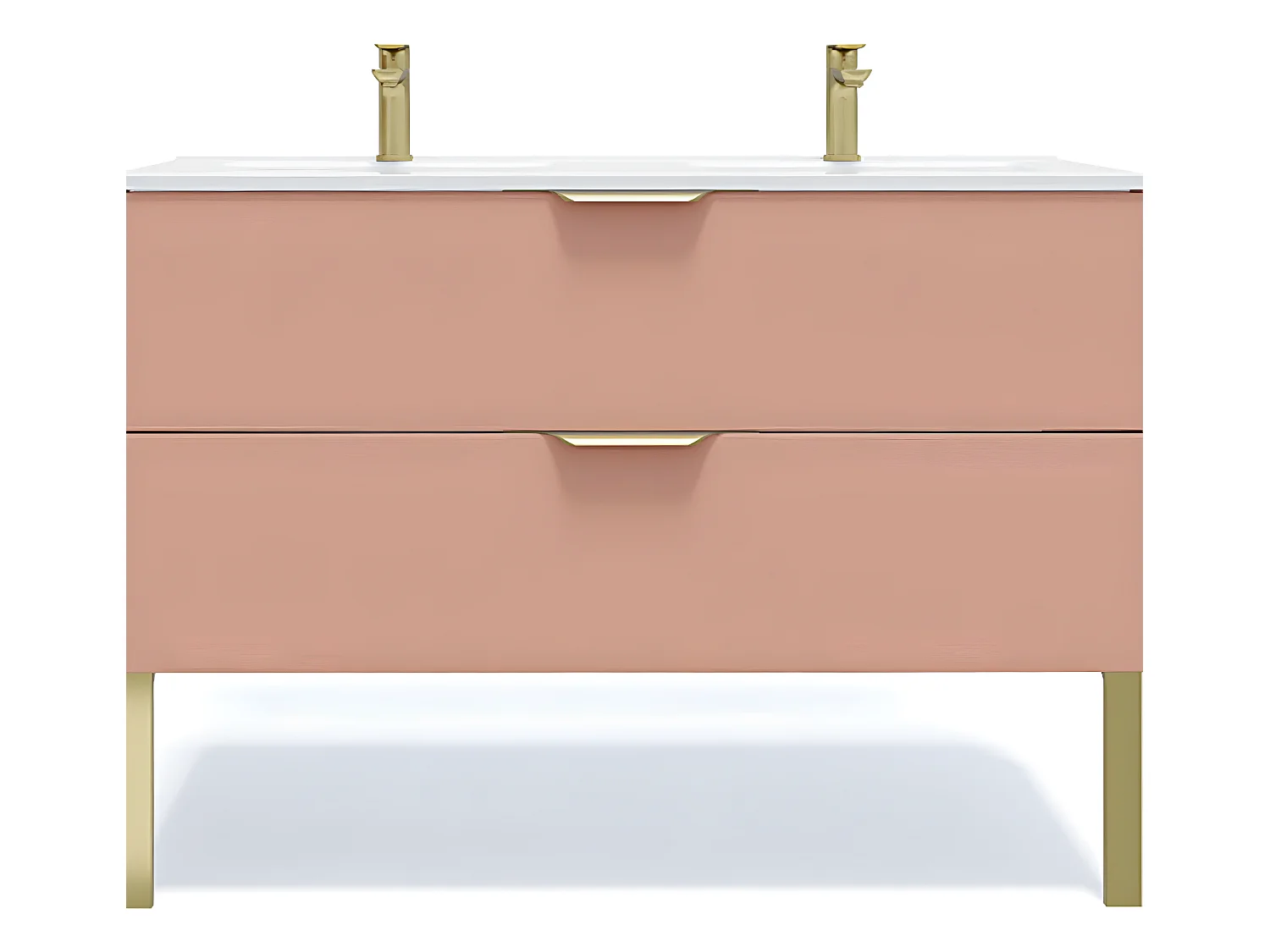 Meuble de salle de bain suspendu double vasque intégrée 120cm 2 tiroirs Abricot - Venice