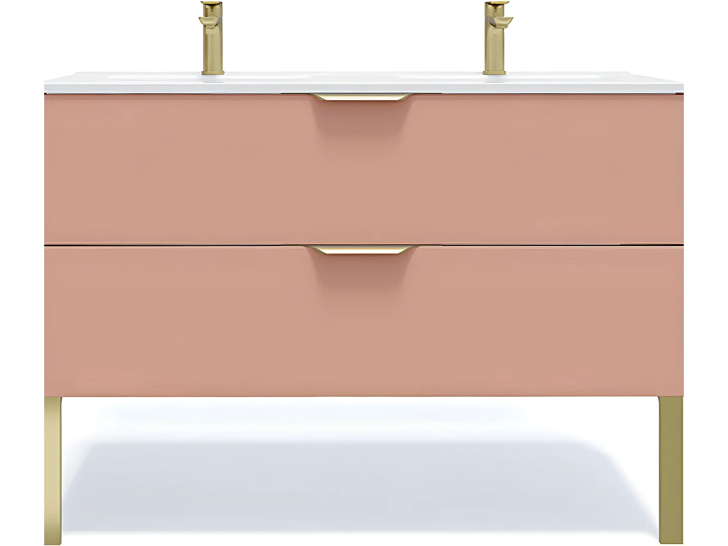 Meuble de salle de bain suspendu double vasque intégrée 120cm 2 tiroirs Abricot - Venice