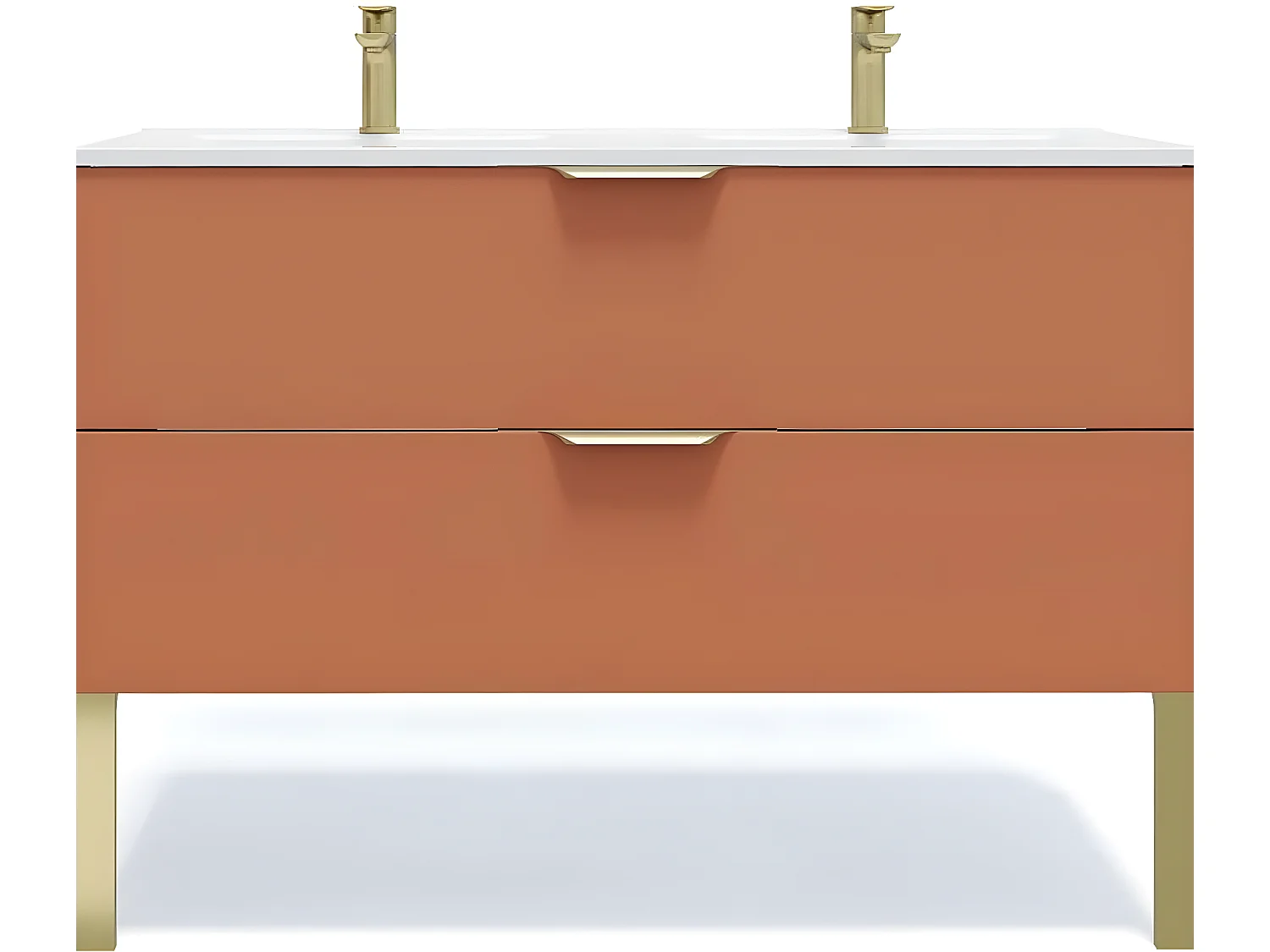 Meuble de salle de bain suspendu double vasque intégrée 120cm 2 tiroirs Terracotta - Venice