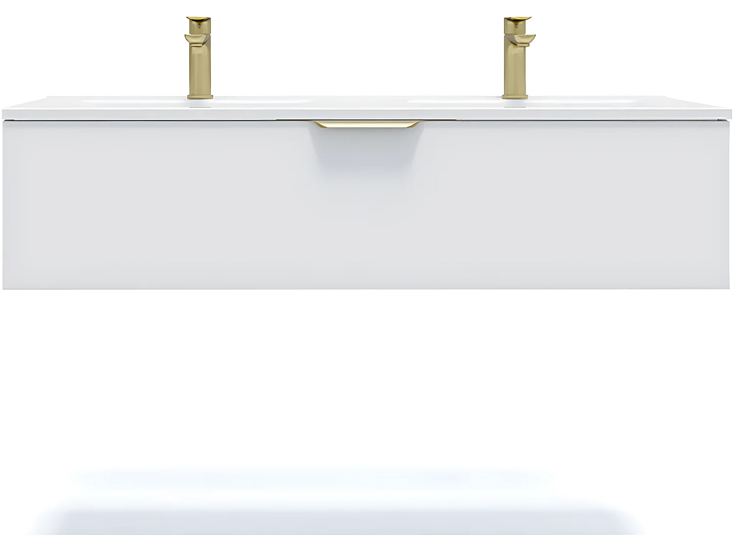 Meuble de salle de bain suspendu double vasque intégrée 120cm 1 tiroir Blanc - Venice