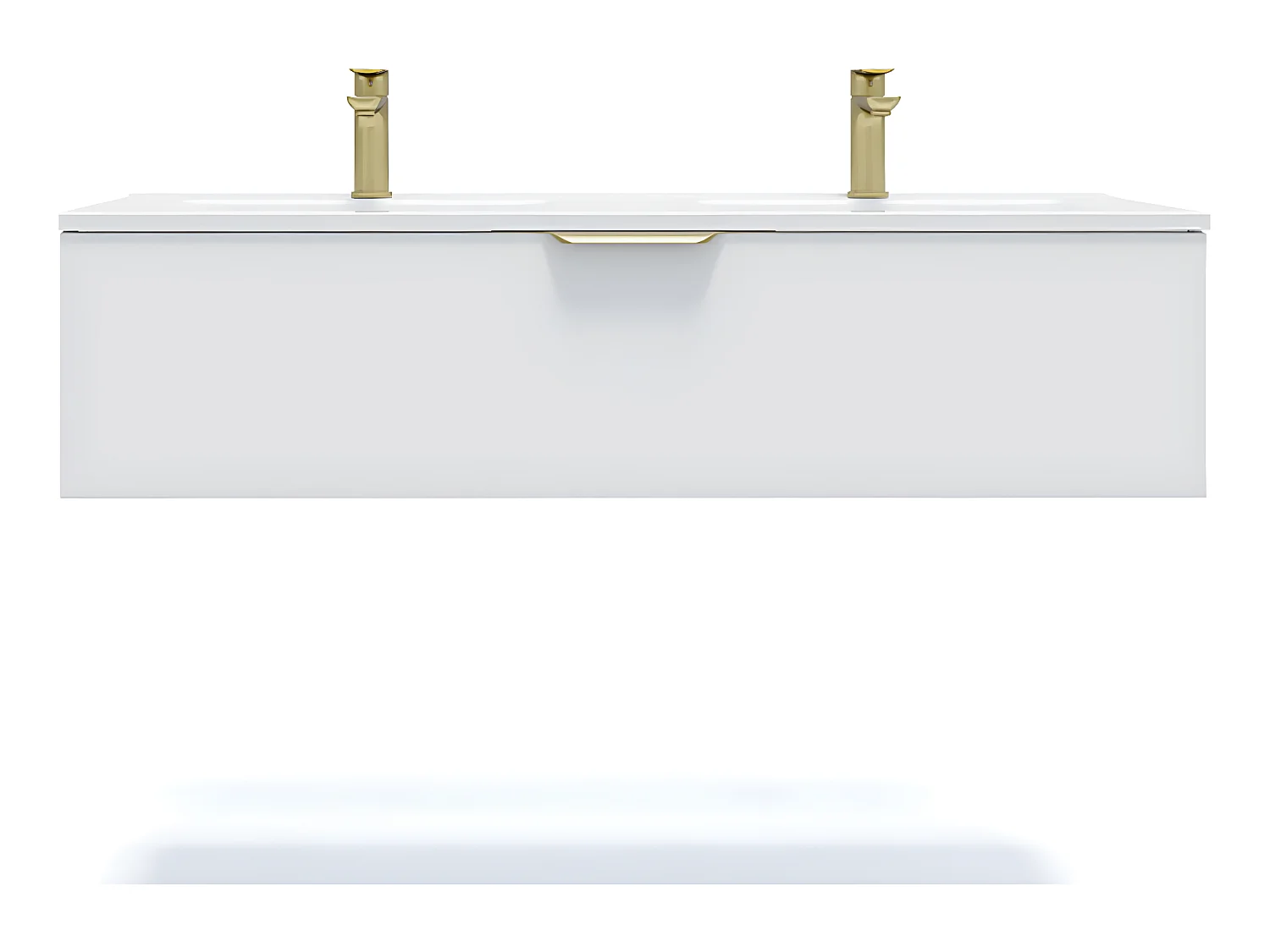 Meuble de salle de bain suspendu double vasque intégrée 120cm 1 tiroir Blanc - Venice